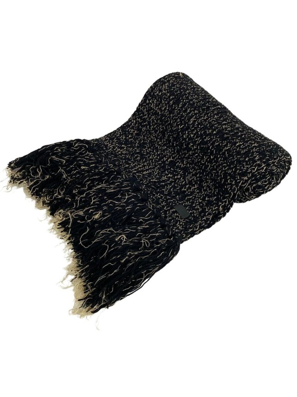 Saint Laurent Paris Shawl Black Gold Wool Scarf